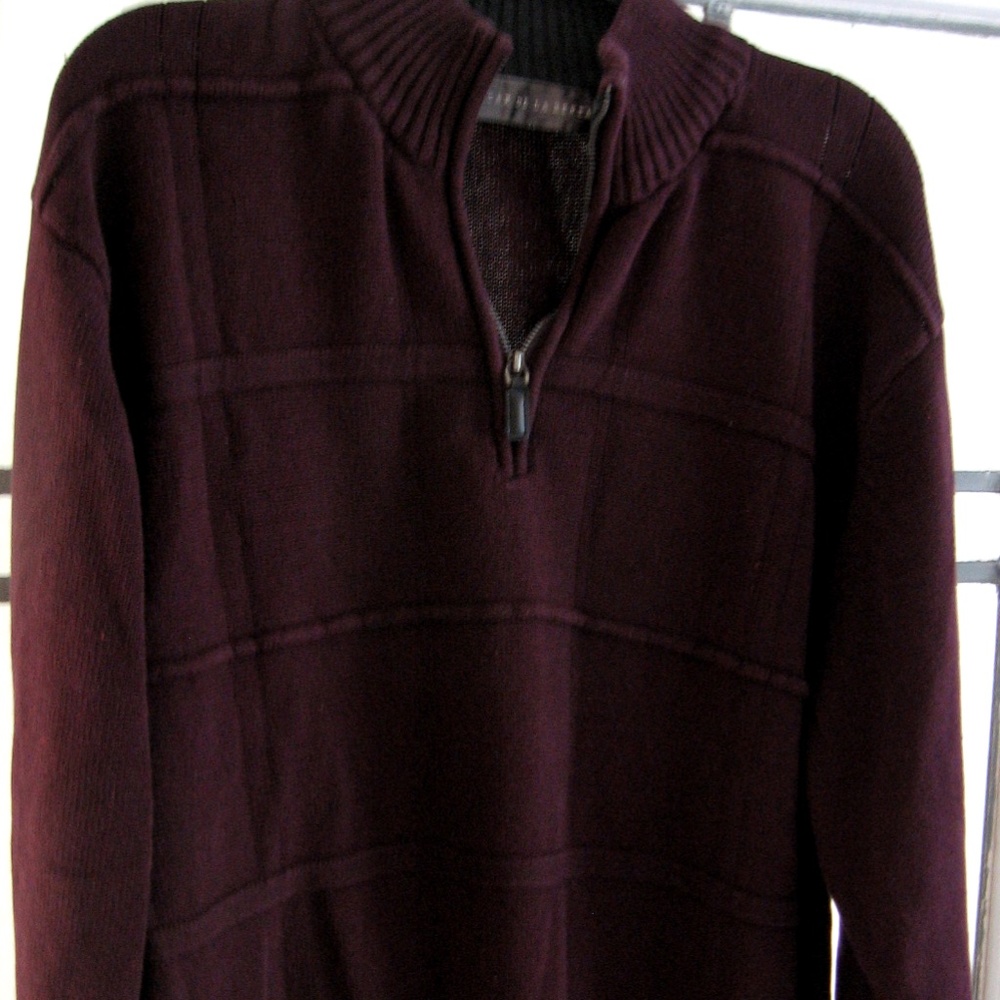 OSCAR DE LA RENTA 1/4 ZIP PURPLE/MAROON SWEATER XL